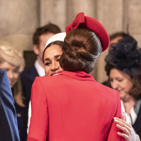 Catherine Kate Middleton, duchesse de Cambridge, Meghan Markle, enceinte, duchesse de Sussex lors de la messe en l'honneur de la journée du Commonwealth à l'abbaye de Westminster à Londres le 11 mars 2019.