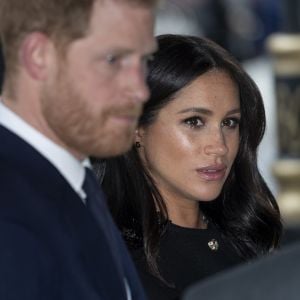 Meghan Markle, duchesse de Sussex, vient signer le livre des condoléances à New Zealand House à Londres le 19 mars 2019.