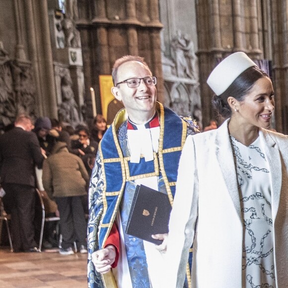 Le prince Harry, duc de Sussex, et Meghan Markle, duchesse de Sussex, enceinte - La famille royale britannique à la messe en l'honneur de la journée du Commonwealth à l'abbaye de Westminster à Londres, Royaume Uni, le 11 mars 2019.
