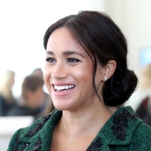 Meghan Markle, la duchesse de Sussex enceinte ,et le prince Harry, duc de Sussex, assistent à une activité jeunesse le Jour du Commonwealth à la Maison du Canada le 11 mars 2019 à Londres