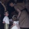 Le prince George de Cambridge, sa soeur la princesse Charlotte de Cambridge et la nounou Maria Borrallo - Mariage de Pippa Middleton et J. Matthew, en l'église St Mark Englefield, Berkshire, Royaume Uni, le 20 mai 2017.