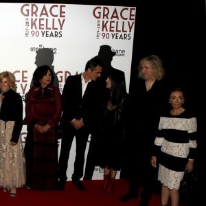 Patrick Duffy, Linda Evans, le prince Albert II de Monaco, Shirley Bassey, Raphaël Enthoven, Lio, Stéphane Bolongaro - Grace Kelly 90 Years, exposition hommage à la princesse Grace de Monaco pour le 90ème anniversaire de sa naissance au Musée des Collections des voitures princières à Monaco le 18 avril 2019. © Jean-François Ottonello / Nice Matin / Bestimage