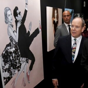 Le prince Albert II de Monaco avec Stéphane Bolongaro - Grace Kelly 90 Years, exposition hommage à la princesse Grace de Monaco pour le 90ème anniversaire de sa naissance au Musée des Collections des voitures princières à Monaco le 18 avril 2019.  © Jean-François Ottonello / Nice Matin / Bestimage