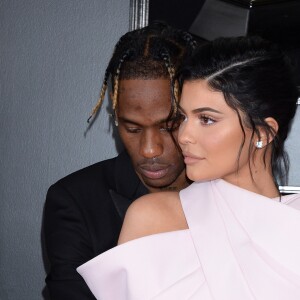 Travis Scott et sa compagne Kylie Jenner - Les célébrités arrivent à la 61ème soirée annuelle des GRAMMY Awards à Los Angeles, le 10 février 2019.