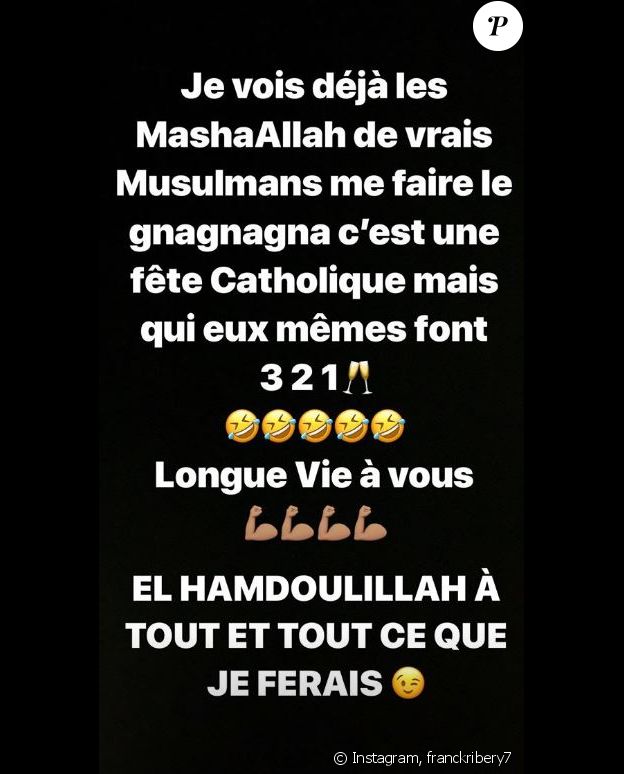 Franck Ribéry répond à ses détracteurs sur Instagram le 21 avril 2019.