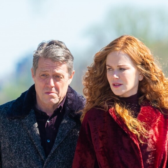 Nicole Kidman et Hugh Grant sur le tournage du film The Undoing dans le quartier de Upper East Side Manhattan à New York, le 16 avril 2019