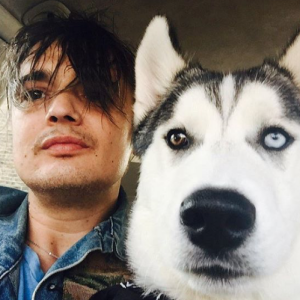 Pete Doherty et son chien. Septembre 2017.