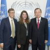 Bill Gates et Melinda Gates, Ban Ki-moon - Assemblee generale de l'ONU a New York le 25 septembre 2013.