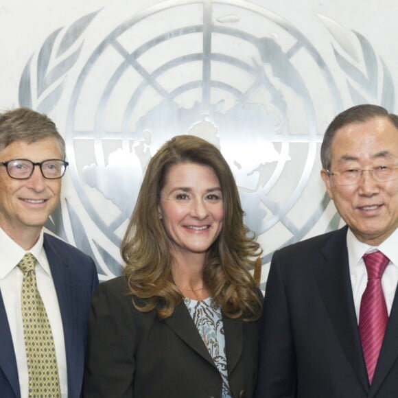 Bill Gates et Melinda Gates, Ban Ki-moon - Assemblee generale de l'ONU a New York le 25 septembre 2013.