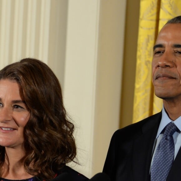 Bill Gates et sa femme Melinda Gates avec le président Barack Obama - Les célébrités reçoivent la Médaille présidentielle de la Liberté des mains du président Barack Obama à Washington, le 22 novembre 2016 © Christy Bowe/Globe Photos via Zuma