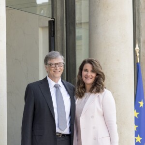 Bill Gates et sa femme Melinda sont reçus à l'Elysée pour être décorés de la plus haute distinction, l'insigne de Commandeur de la Légion d'Honneur. Paris, le 21 avril 2017. © Pierre Perusseau/Bestimage