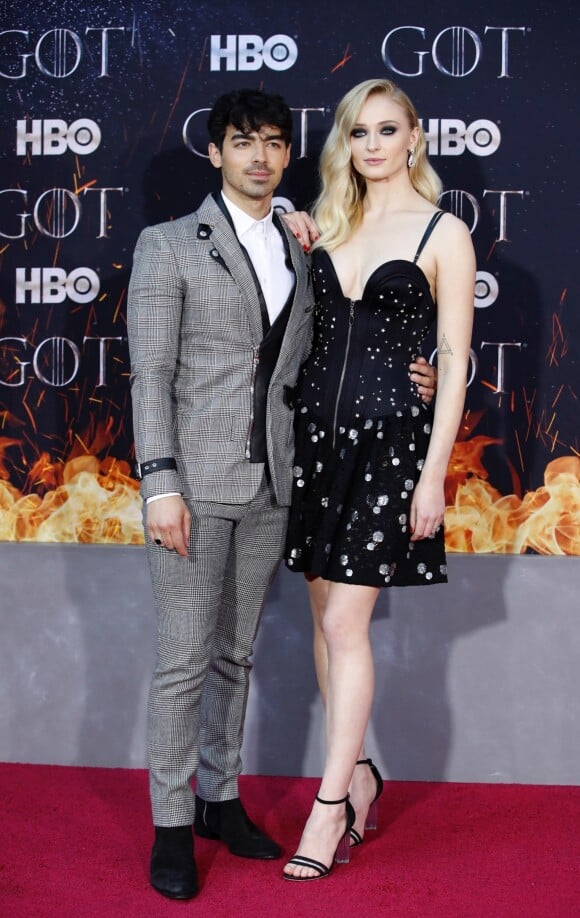 Joe Jonas et sa femme Sophie Turner à la première de "Game of Thrones - Saison 8" au Radio City Music Hall à New York, le 3 avril 2019.