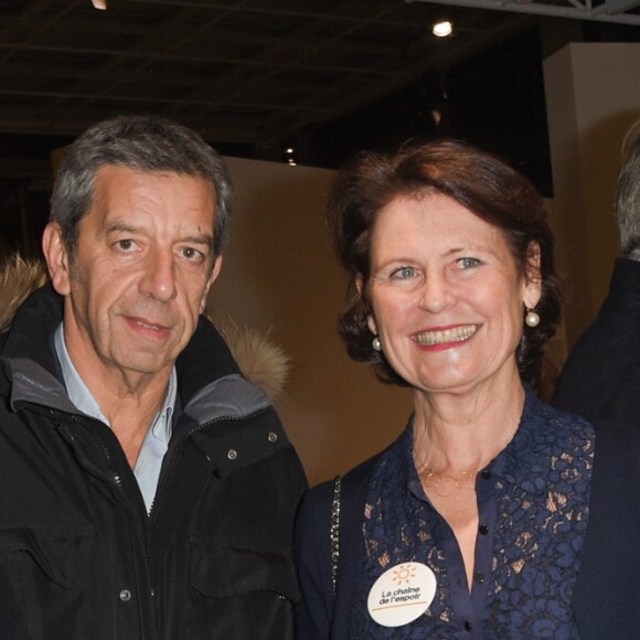 Exclusif - Michel Cymes et sa femme Nathalie, guest et Alexia Laroche-Joubert - Dîner à la fondation Cartier au profit de La Chaîne de l'Espoir à Paris, le 14 décembre 2018. © Coadic Guirec/Bestimage