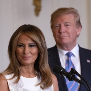 Le président des États-Unis, Donald J. Trump, et la première dame, Melania Trump, participent à la célébration des mères militaires dans la salle est de la Maison Blanche à Washington DC, le 10 mai 2019.