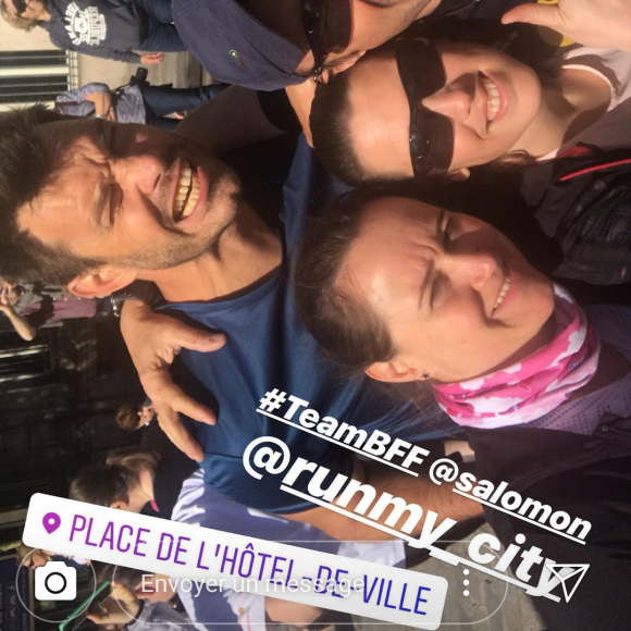 Elodie Gossuin, son mari Bertrand Lacherie et des amis au Run my city, dimanche 15 mai 2019