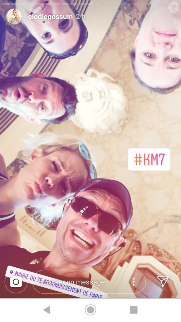 Elodie Gossuin, son mari Bertrand Lacherie et des amis au Run my city, dimanche 15 mai 2019