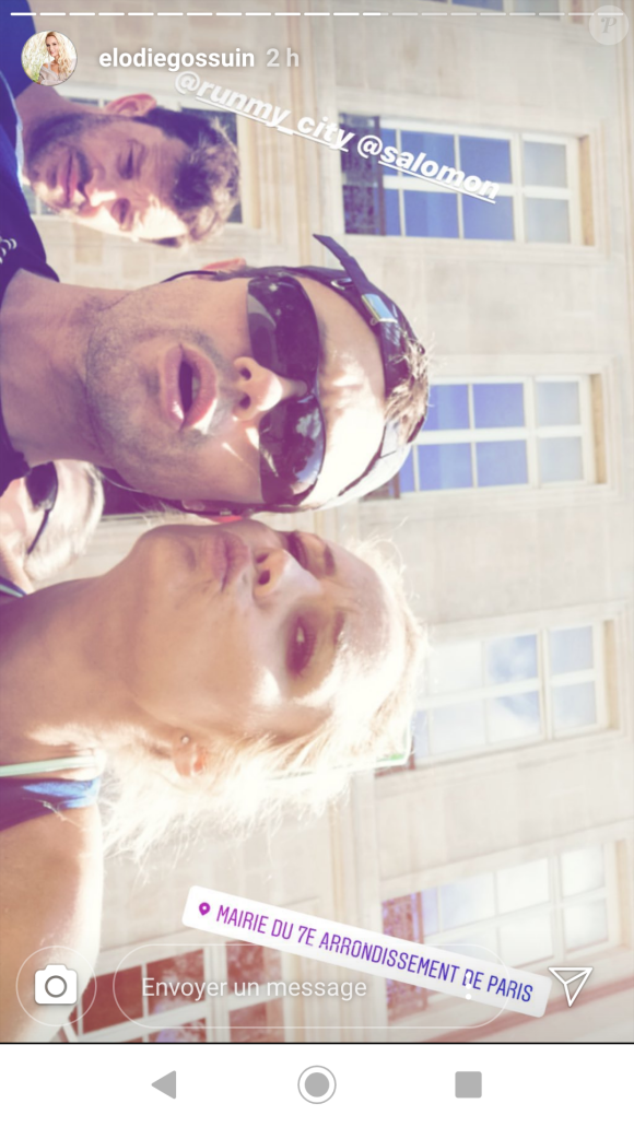 Elodie Gossuin, son mari Bertrand Lacherie et des amis au Run my city, dimanche 15 mai 2019