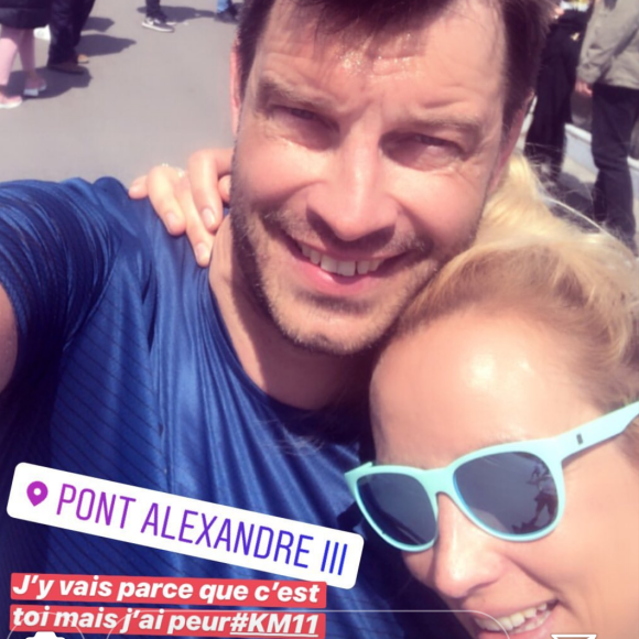 Elodie Gossuin, son mari Bertrand Lacherie et des amis au Run my city, dimanche 15 mai 2019