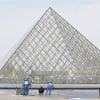 Illustration lors de l'installation d'une performance de l'artiste JR à la Pyramide du Louvre - "le secret de la grande pyramide" - à l'occasion des 30 ans de l'édifice. Paris le 27 mars 2019. © CVS / Bestimage