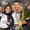 Cristiano Ronaldo, sa compagne Georgina Rodriguez - Cristiano Ronaldo fête en famille le titre de champion d'Italie avec son équipe la Juventus de Turin à Turin le 19 Mai 2019.