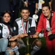 Cristiano Ronaldo, sa compagne Georgina Rodriguez et sa mère Maria Dolores dos Santos Aveiro - Cristiano Ronaldo fête en famille le titre de champion d'Italie avec son équipe la Juventus de Turin à Turin le 19 Mai 2019.