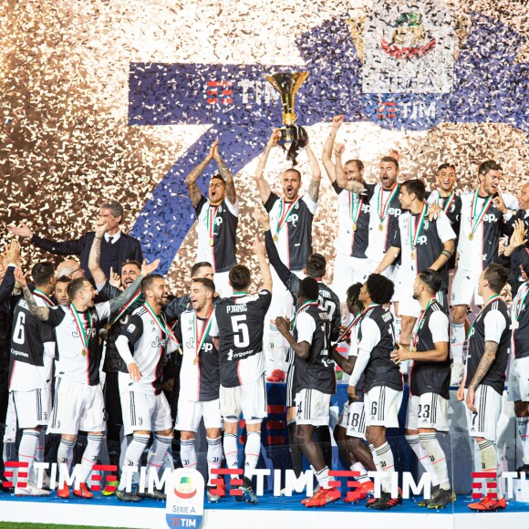 Cristiano Ronaldo et l'équipe de la Juventus de Turin - Cristiano Ronaldo fête en famille le titre de champion d'Italie avec son équipe la Juventus de Turin à Turin le 19 Mai 2019.