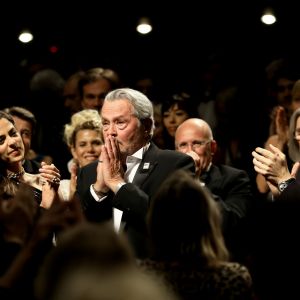 Alain Delon et sa fille Anouchka (Robe Elie Saab) - Remise de la Palme d'Honneur à Alain Delon lors du 72ème Festival International du Film de Cannes. On may 19th 2019 © Jacovides-Moreau / Bestimage