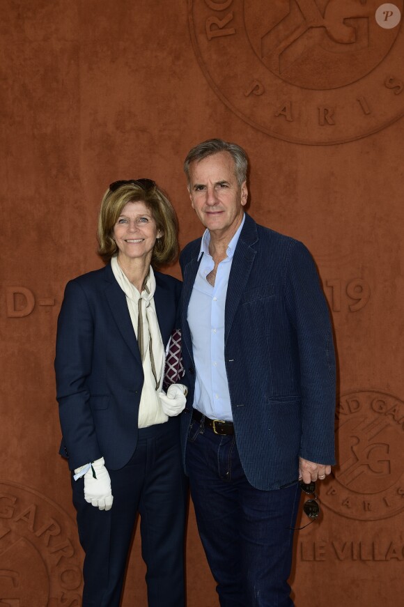 Bernard de La Villardière et sa femme Anne au Village Roland Garros lors du tournoi de Roland-Garros 2019. Paris, le 26 mai 2019.