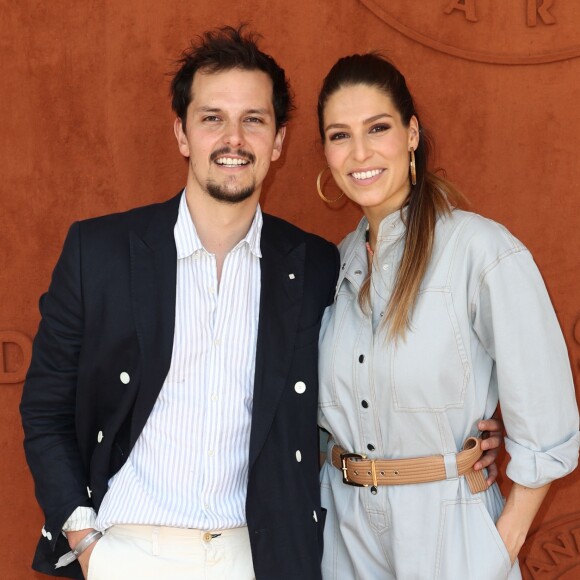 Laury Thilleman (Miis France 2011) et son compagnon Juan Arbelaez au village lors des internationaux de tennis de Roland-Garros à Paris, France, le 1 juin 2019. © Jacovides-Moreau/Bestimage