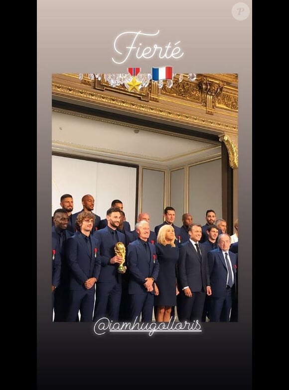 Marine Lloris fière de son mari Hugo Lloris fait chevalier de la Légion d'honneur à l'Elysée le 4 juin 2019.