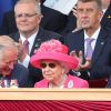 Le prince Charles, la reine Elisabeth II d'Angleterre - Cérémonie à Portsmouth pour le 75ème anniversaire du débarquement en Normandie pendant la Seconde Guerre Mondiale. Le 5 juin 2019
