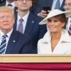 Le président des Etats-Unis Donald Trump et sa femme Melania - Cérémonie à Portsmouth pour le 75ème anniversaire du débarquement en Normandie pendant la Seconde Guerre Mondiale. Le 5 juin 2019