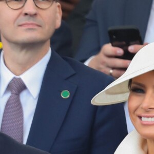 Le président des Etats-Unis Donald Trump et sa femme Melania - Cérémonie à Portsmouth pour le 75ème anniversaire du débarquement en Normandie pendant la Seconde Guerre Mondiale. Le 5 juin 2019