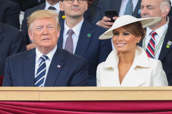 Le président des Etats-Unis Donald Trump et sa femme Melania - Cérémonie à Portsmouth pour le 75ème anniversaire du débarquement en Normandie pendant la Seconde Guerre Mondiale. Le 5 juin 2019