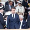 Le président français Emmanuel Macron - Cérémonie à Portsmouth pour le 75ème anniversaire du débarquement en Normandie pendant la Seconde Guerre Mondiale. Le 5 juin 2019