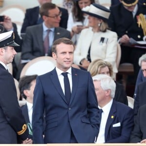 Le président français Emmanuel Macron - Cérémonie à Portsmouth pour le 75ème anniversaire du débarquement en Normandie pendant la Seconde Guerre Mondiale. Le 5 juin 2019