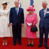 Melania Trump, le président des Etats-Unis Donald Trump, la reine Elisabeth II d'Angleterre et le prince Charles - Cérémonie à Portsmouth pour le 75ème anniversaire du débarquement en Normandie pendant la Seconde Guerre Mondiale. Le 5 juin 2019