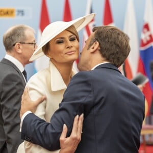 Melania Trump et le président de France Emmanuel Macron - Réunion des leaders des Nations Alliées à Portsmouth lors du 75ème anniversaire du débarquement en Normandie pendant la Seconde Guerre Mondiale. Le 5 juin 2019