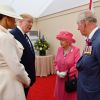 Melania Trump, le président des Etats-Unis Donald Trump, la reine Elisabeth II d'Angleterre et le prince Charles - Réunion des leaders des Nations Alliées à Portsmouth lors du 75ème anniversaire du débarquement en Normandie pendant la Seconde Guerre Mondiale. Le 5 juin 2019