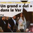 Une de Var-Matin du dimanche 9 juin 2019. L'édition revient notamment sur le mariage de Karine Ferri et Yoann Gourcuff, la veille à La Motte.