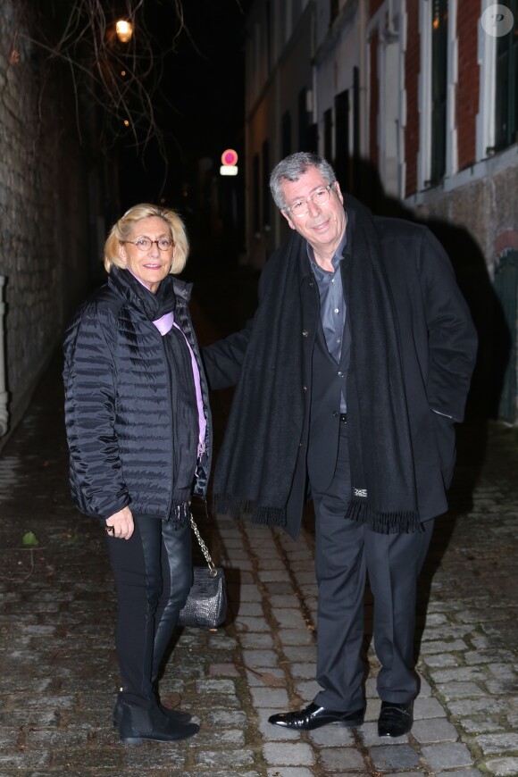 Patrick Balkany et sa femme Isabelle Balkany - Arrivées des invités à la fête d'anniversaire organisée à l'occasion des 60 ans de Nicolas Sarkozy à son domicile à Paris, le 30 janvier 2015.