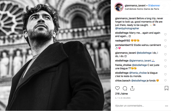 Gian Marco Tavani photographié par Boris Foucteau - Photo postée sur Instagram qui a inspiré à Elodie Frégé une demande en mariage.