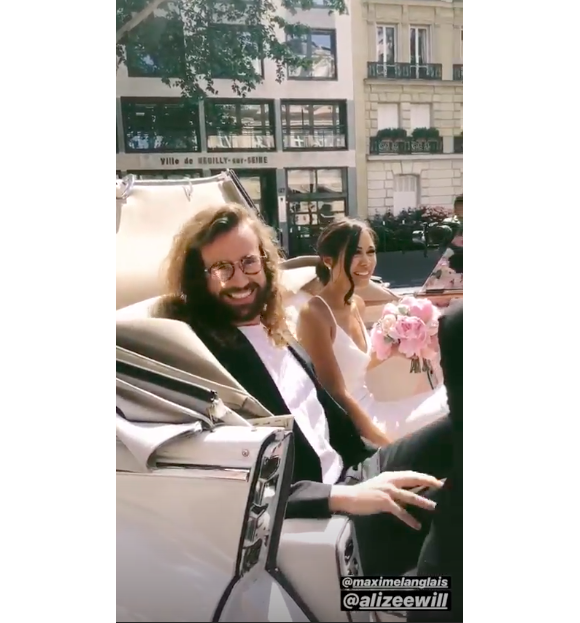 Maxime et Alizée de "Pékin Express", le jour de leur mariage le 22 juin 2019.