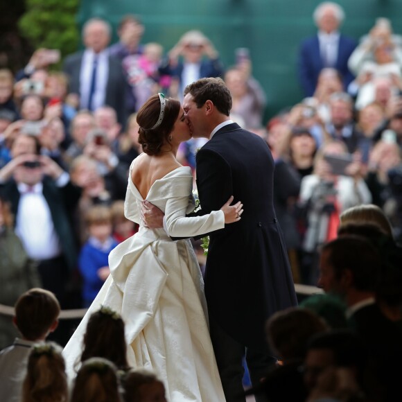 La princesse Eugenie d'York et son mari Jack Brooksbank - Cérémonie de mariage de la princesse Eugenie d'York et Jack Brooksbank en la chapelle Saint-George au château de Windsor le 12 octobre 2018.