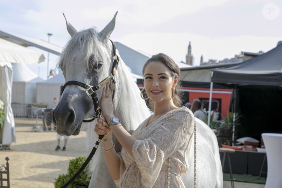 Exclusif - Nabilla Vergara, enceinte, en week end à Monaco, a fait un passage fort remarqué au Championnat du pur-sang arabe de la Méditerranée et des pays arabes au stade Rondelli à Menton le 23 juin 2019. © Patrick Varotto / Bestimage