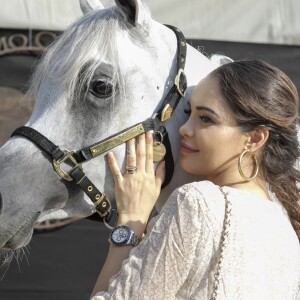 Exclusif - Nabilla Vergara, enceinte, en week end à Monaco, a fait un passage fort remarqué au Championnat du pur-sang arabe de la Méditerranée et des pays arabes au stade Rondelli à Menton le 23 juin 2019. © Patrick Varotto / Bestimage