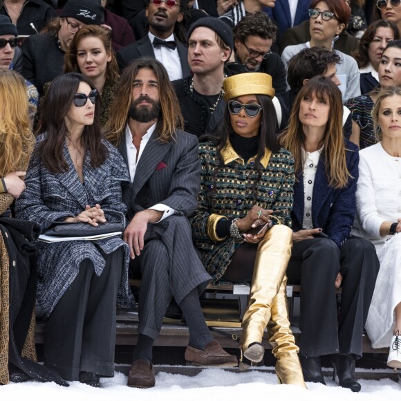 Clémence Poésy, Monica Bellucci et son compagnon Nicolas Lefebvre, Naomi Campbell, Caroline de Maigret, Laura Bailey, Claudia Schiffer - People au défilé de mode Prêt-à-Porter automne-hiver 2019/2020 "Chanel" à Paris. Le 5 mars 2019 © Olivier Borde / Bestimage