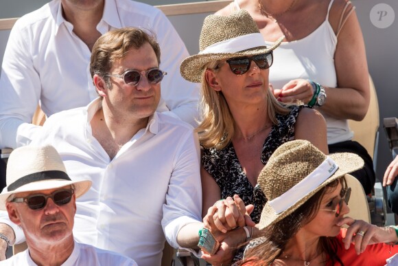 Laurence Ferrari et son mari Renaud Capuçon dans les tribunes lors des internationaux de tennis de Roland Garros à Paris, France, le 2 juin 2019. © Jacovides-Moreau/Bestimage