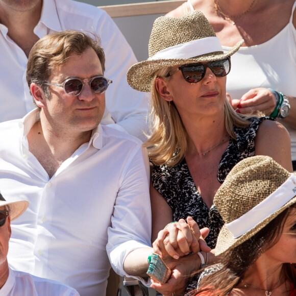 Laurence Ferrari et son mari Renaud Capuçon dans les tribunes lors des internationaux de tennis de Roland Garros à Paris, France, le 2 juin 2019. © Jacovides-Moreau/Bestimage