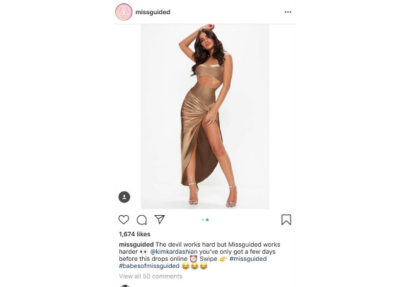 Missguided copie une robe de Kim Kardashian créée par Kanye West- Capture Instagram.